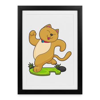 Joggeur chat Sport de jogging - Affiche encadrée (27 × 37 cm) - noir - Devant