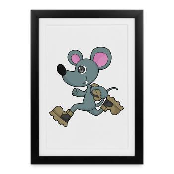 Mouse Jogger Jogging Sport - Framed poster (27 × 37 cm) - black - Front