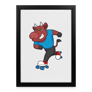 Patins à roulettes Bull Roller Roller - Affiche encadrée (27 × 37 cm) - noir - Devant