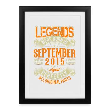 Légende d’anniversaire de septembre 2015 - Affiche encadrée (27 × 37 cm) - noir - Devant