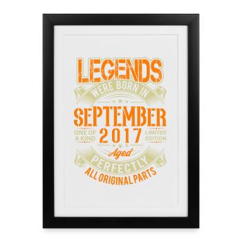 Légende d’anniversaire de septembre 2017 - Affiche encadrée (27 × 37 cm) - noir - Devant