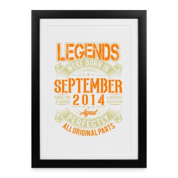 Légende d’anniversaire de septembre 2014 - Affiche encadrée (27 × 37 cm) - noir - Devant