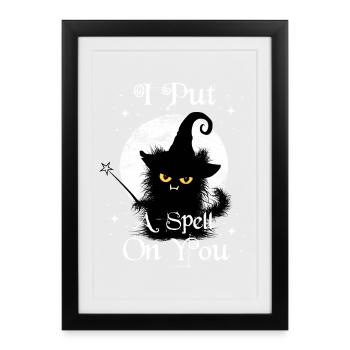 Je mets un sort sur toi Wuschelige Cat Wand - Affiche encadrée (27 × 37 cm) - noir - Devant