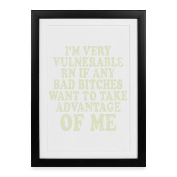 Je suis très vulnérable IA - Affiche encadrée (27 × 37 cm) - noir - Devant