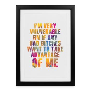 Je suis très vulnérable IA - Affiche encadrée (27 × 37 cm) - noir - Devant