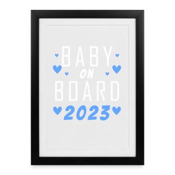 Baby 2023 Son Pregnant 2023 Pregnancy - Framed poster (27 × 37 cm) - black - Front