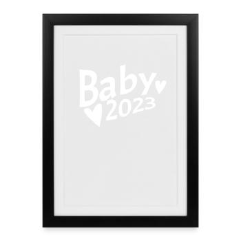 Bébé 2023 - Naissance Enceinte 2023 Grossesse - Affiche encadrée (27 × 37 cm) - noir - Devant