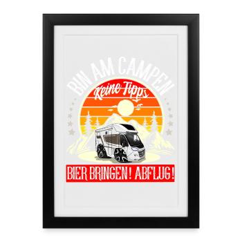 Camping Camper Campen - Gerahmtes Poster (27 × 37 cm) - Schwarz - Vorne