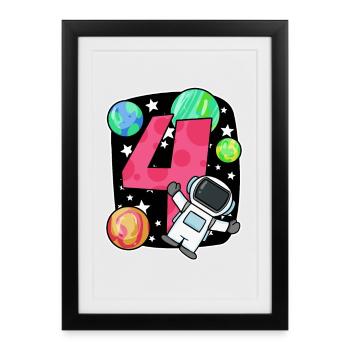 4 birthday boy - 4 years old - I am 4 - Framed poster (27 × 37 cm) - black - Front