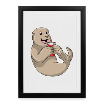 Scellez la tasse à emporter - Affiche encadrée (27 × 37 cm) - noir - Devant