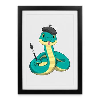 Peinture au pinceau du Peintre de Serpents - Affiche encadrée (27 × 37 cm) - noir - Devant