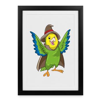 Chapeau de Sorcier Perroquet - Affiche encadrée (27 × 37 cm) - noir - Devant