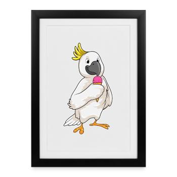 Glace gaufre perroquet - Affiche encadrée (27 × 37 cm) - noir - Devant