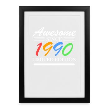 1990 - Jahrgang 1990 - Fantastisch seit 1990 - Gerahmtes Poster (27 × 37 cm) - Schwarz - Vorne