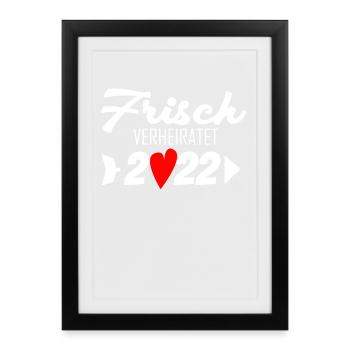 Frisch verheiratet 2022 - Gerahmtes Poster (27 × 37 cm) - Schwarz - Vorne