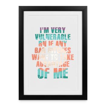 Je suis très vulnérable IA - Affiche encadrée (27 × 37 cm) - noir - Devant