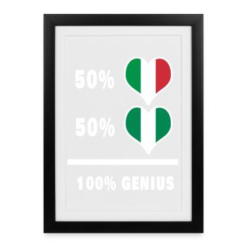 Brillant Italie et Nigeria / Cadeau - Affiche encadrée (27 × 37 cm) - noir - Devant