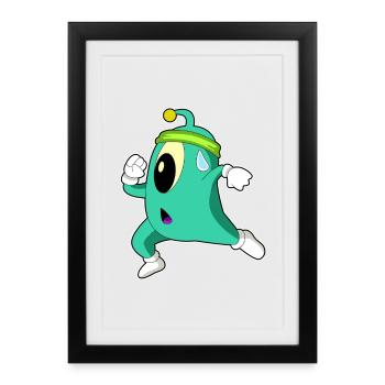 Jogging extraterrestre sport de jogging - Affiche encadrée (27 × 37 cm) - noir - Devant