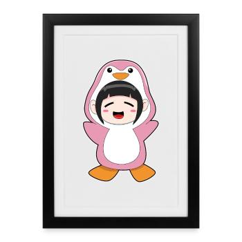 Costume de Fille Pingouin - Affiche encadrée (27 × 37 cm) - noir - Devant