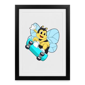 Bee Skater Skateboard - Framed poster (27 × 37 cm) - black - Front