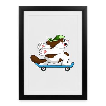 Dog Skater Skateboard - Framed poster (27 × 37 cm) - black - Front