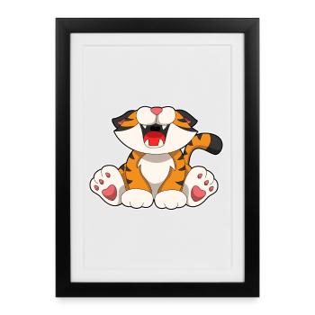 Tigre rugissant - Affiche encadrée (27 × 37 cm) - noir - Devant