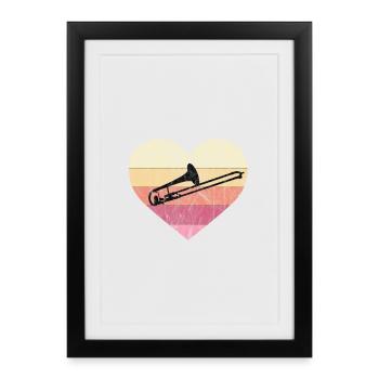 Tromboniste adore jouer du trombone - Affiche encadrée (27 × 37 cm) - noir - Devant