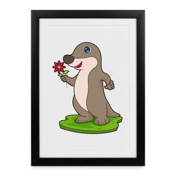 Otter Flower - Framed poster (27 × 37 cm) - black - Front