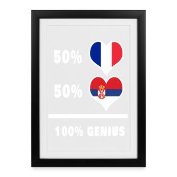 La France et la Serbie génie / cadeau - Affiche encadrée (27 × 37 cm) - noir - Devant