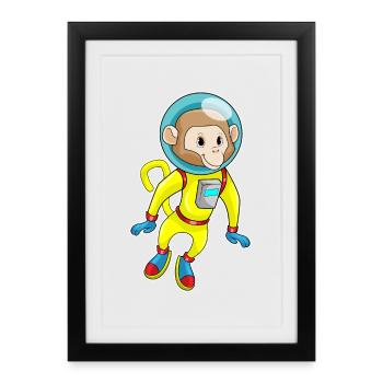 Monkey Astronaut Space - Framed poster (27 × 37 cm) - black - Front