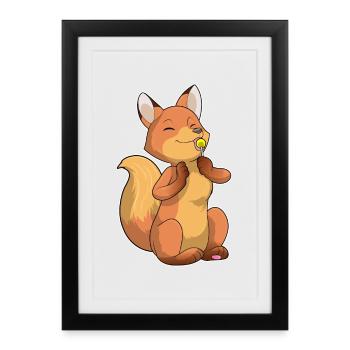 Fox lollipop - Framed poster (27 × 37 cm) - black - Front
