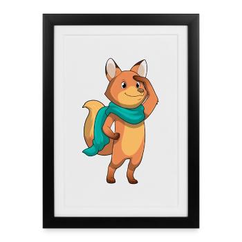 Fox Scarf - Framed poster (27 × 37 cm) - black - Front