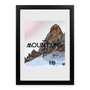 Snowy mountain - Framed poster (27 × 37 cm) - black - Front