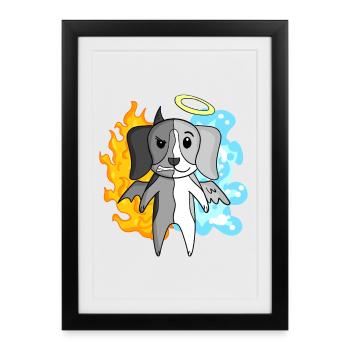 Dog Beagle - Angel and Devil - Framed poster (27 × 37 cm) - black - Front