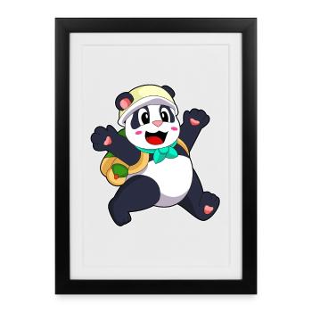 Panda Student Backpack School - Framed poster (27 × 37 cm) - black - Front