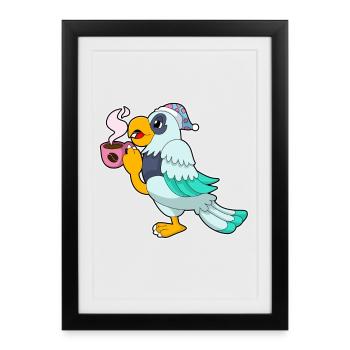 Tasse de café Parrot - Affiche encadrée (27 × 37 cm) - noir - Devant