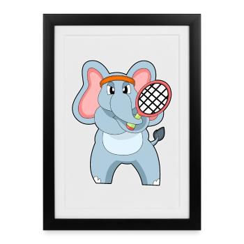 Elephant Tennis Racket - Framed poster (27 × 37 cm) - black - Front