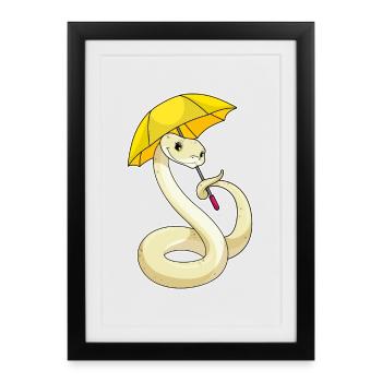 Parapluie serpent - Affiche encadrée (27 × 37 cm) - noir - Devant