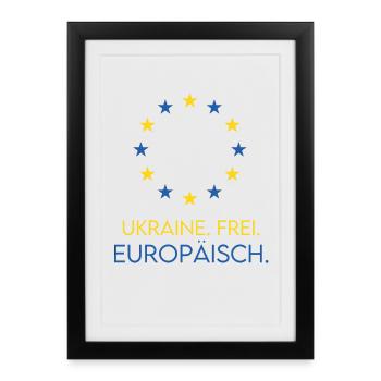 UKRAINE FREE EUROPEAN - Support Future Europe - Framed poster (27 × 37 cm) - black - Front