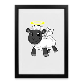 Ange mouton - Affiche encadrée (27 × 37 cm) - noir - Devant