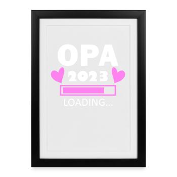 Opa 2023 loading - Opa werden - Bald Opa - Gerahmtes Poster (27 × 37 cm) - Schwarz - Vorne
