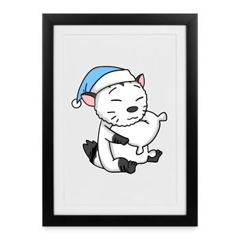 Chat race American Bobtail - Affiche encadrée (27 × 37 cm) - noir - Devant