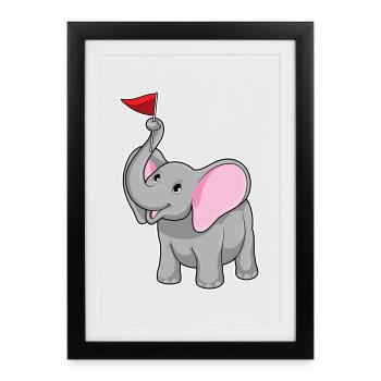 Elephant Flag - Framed poster (27 × 37 cm) - black - Front