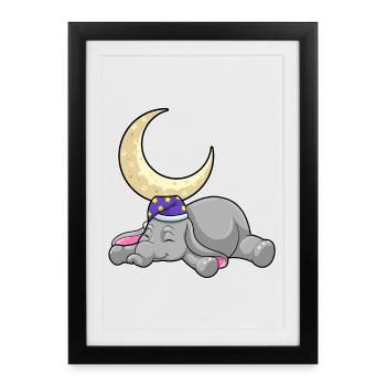 Elephant Moon - Framed poster (27 × 37 cm) - black - Front