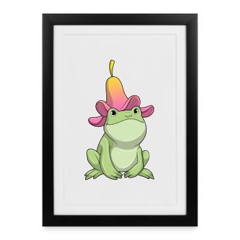 Frog Plumeria - Framed poster (27 × 37 cm) - black - Front