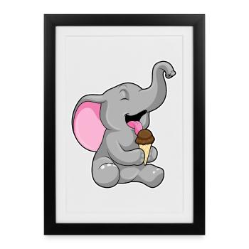 Elefant Waffeleis - Framed poster (27 × 37 cm) - black - Front