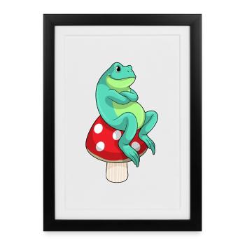 Frog Mushroom - Framed poster (27 × 37 cm) - black - Front