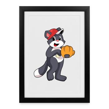 Cat Baseball Baseball Glove - Framed poster (27 × 37 cm) - black - Front