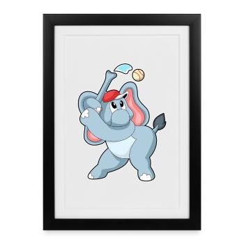 Elephant Baseball - Framed poster (27 × 37 cm) - black - Front