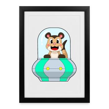 Vaisseau spatial Suricate Espace - Affiche encadrée (27 × 37 cm) - noir - Devant